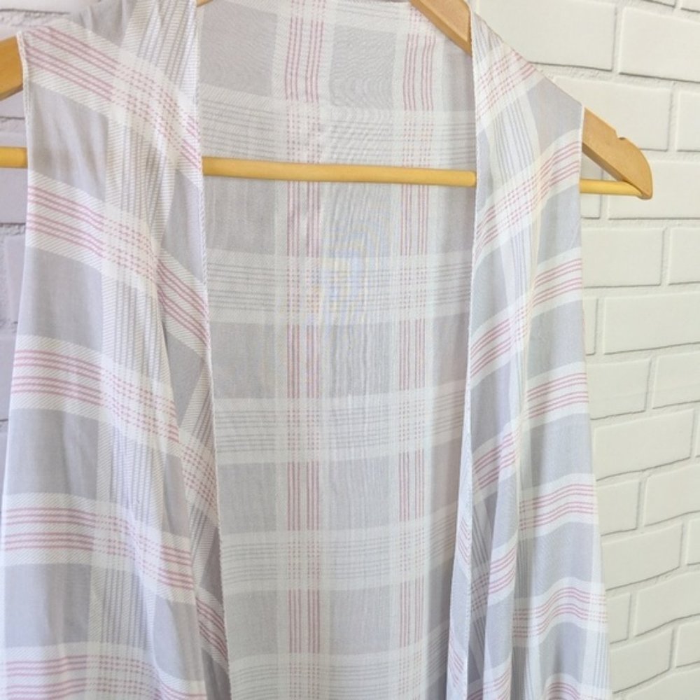 Icing Pink & Gray Plaid Duster Vest NWT - Picture 2 of 3
